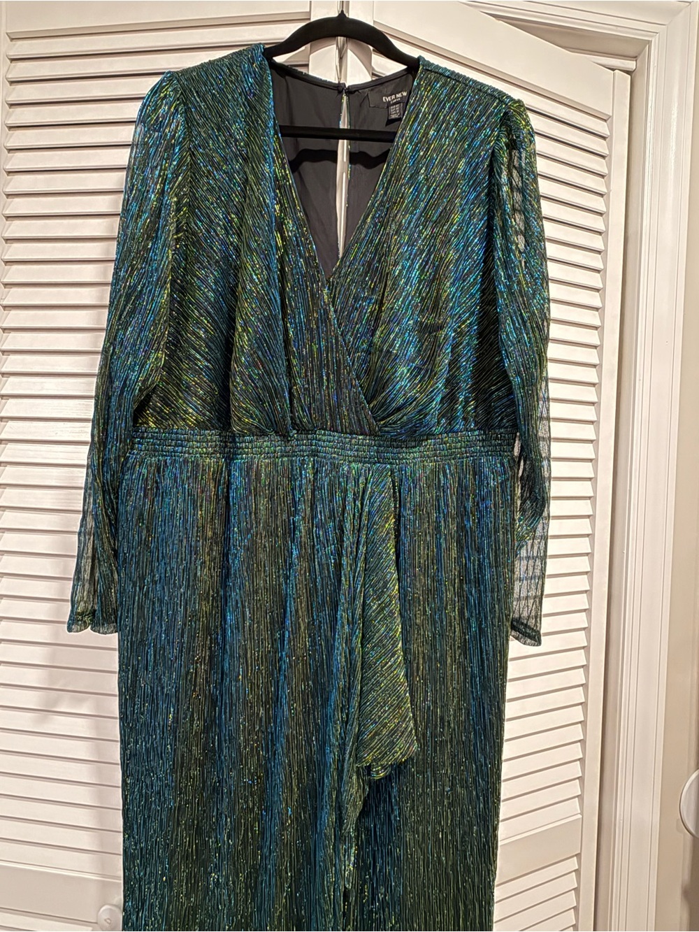 Ever New Teal & Emerald Metallic Long Sleeve Maxi Dress